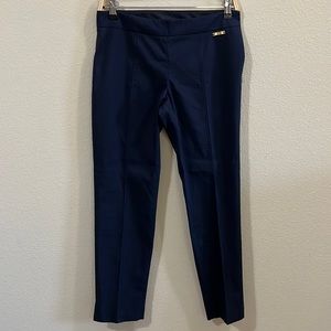 TORY BURCH Callie Skinny Ankle Navy Blue Crop Side Zip Pants